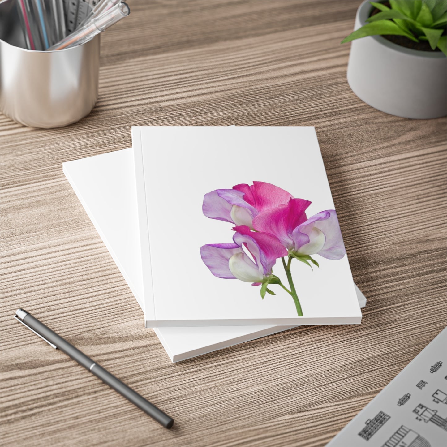 Pink Sweet Pea Notebook A5