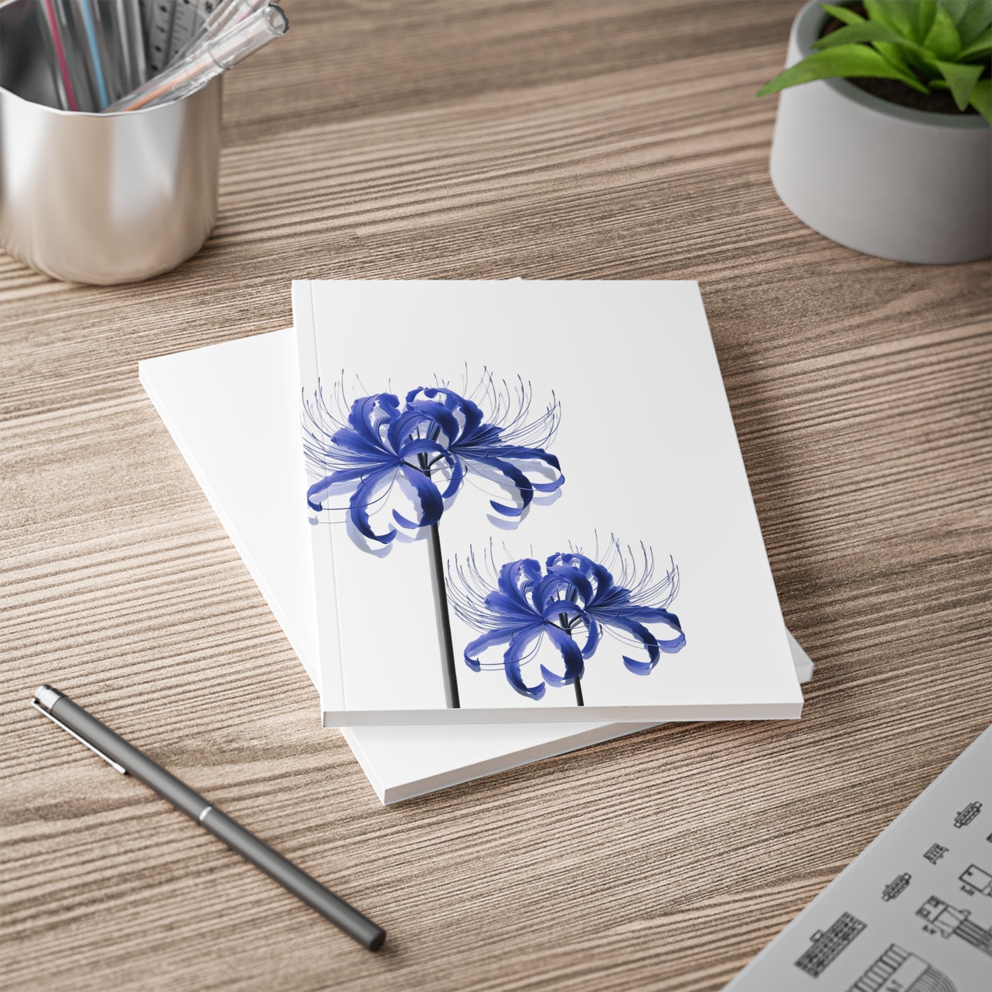 Blue Spider Lilly Notebook A5
