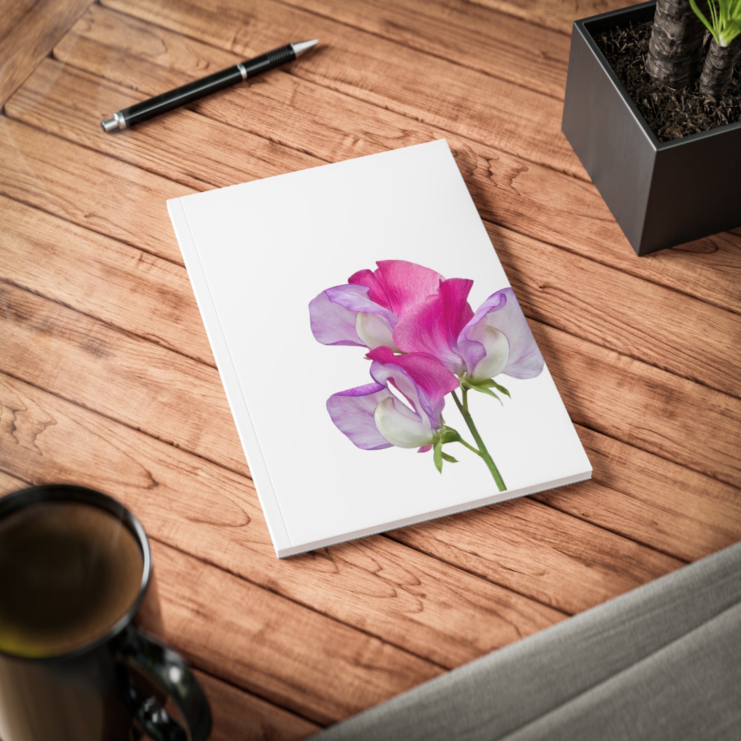 Pink Sweet Pea Notebook A5